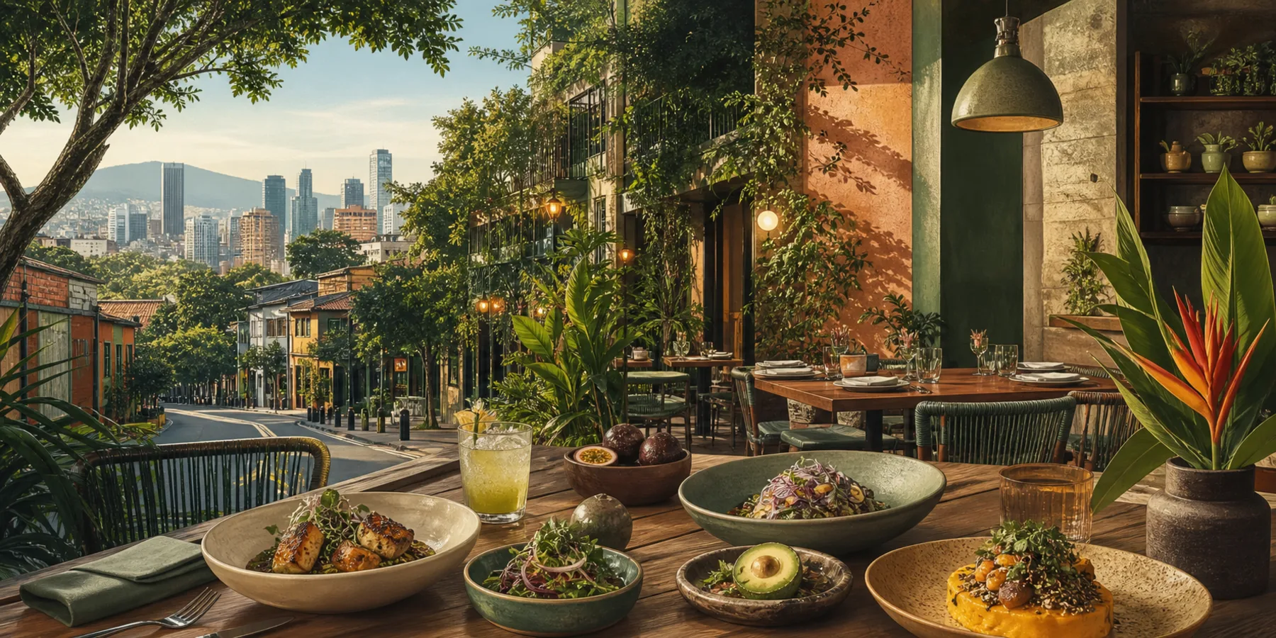 Editorial illustration for Where to Eat Near Manila and El Poblado