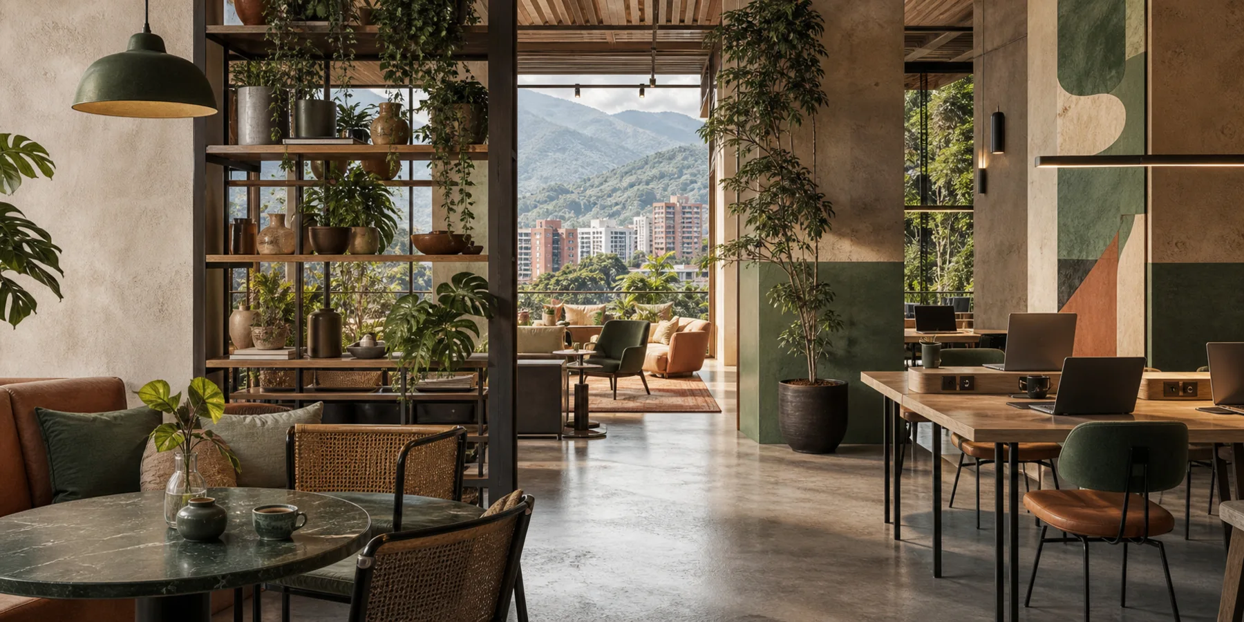 Editorial illustration for Cafés and Coworking for Remote Work in Medellín
