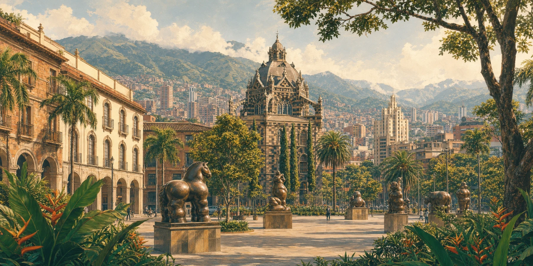 Editorial illustration for El Centro and La Candelaria: Historic Medellín, Visited Wisely