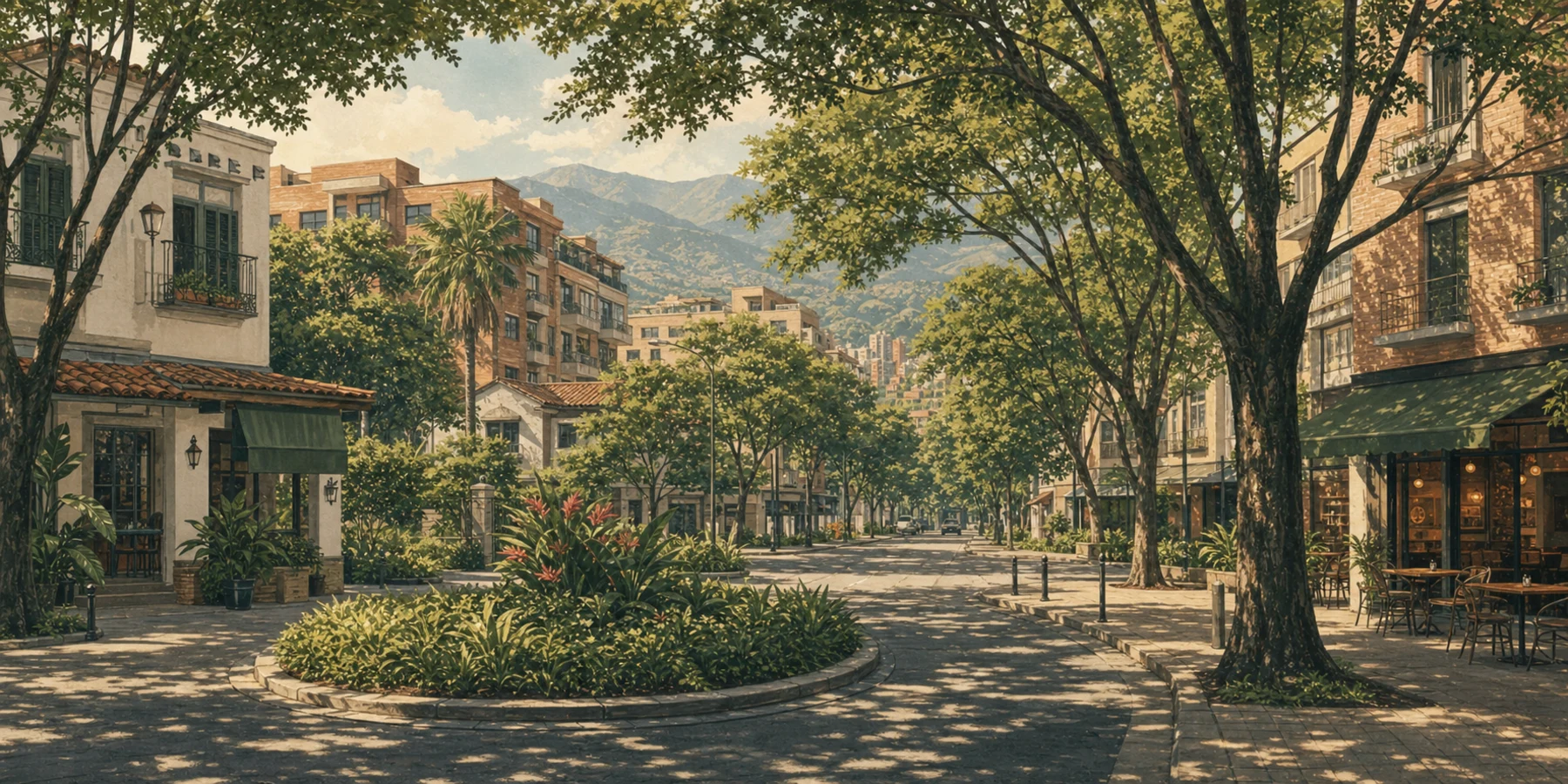 Editorial illustration for Laureles, Medellín: A Flat, Leafy Neighborhood Guide