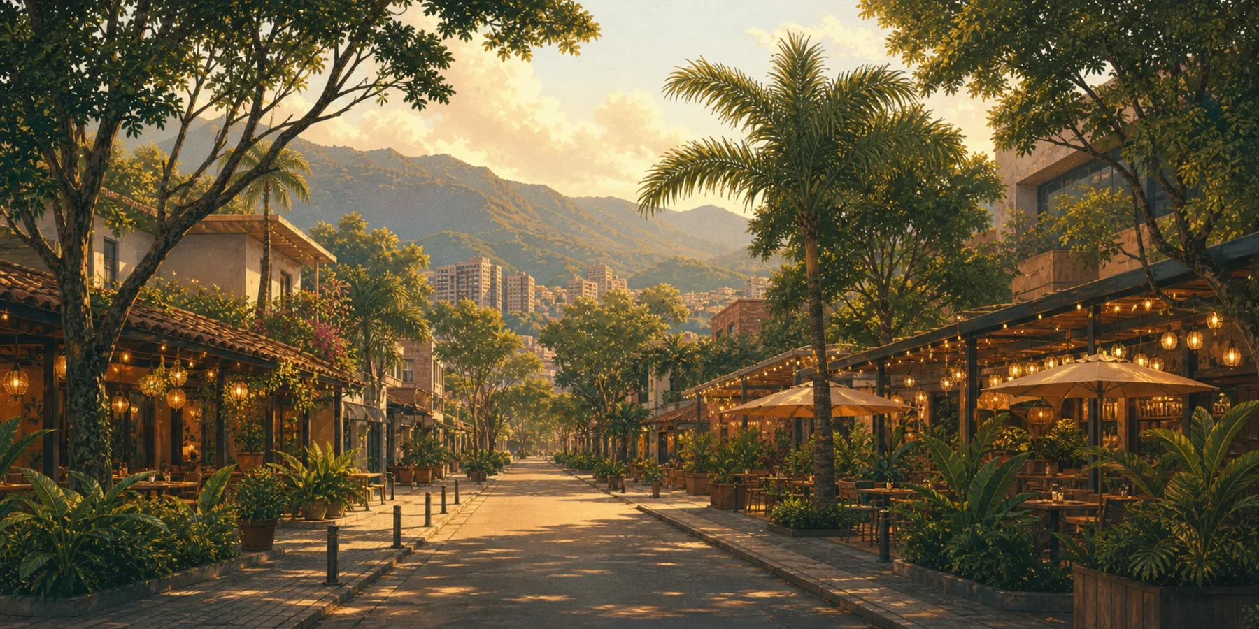 Editorial illustration for Provenza and Parque Lleras: Medellín’s Dining and Nightlife Core