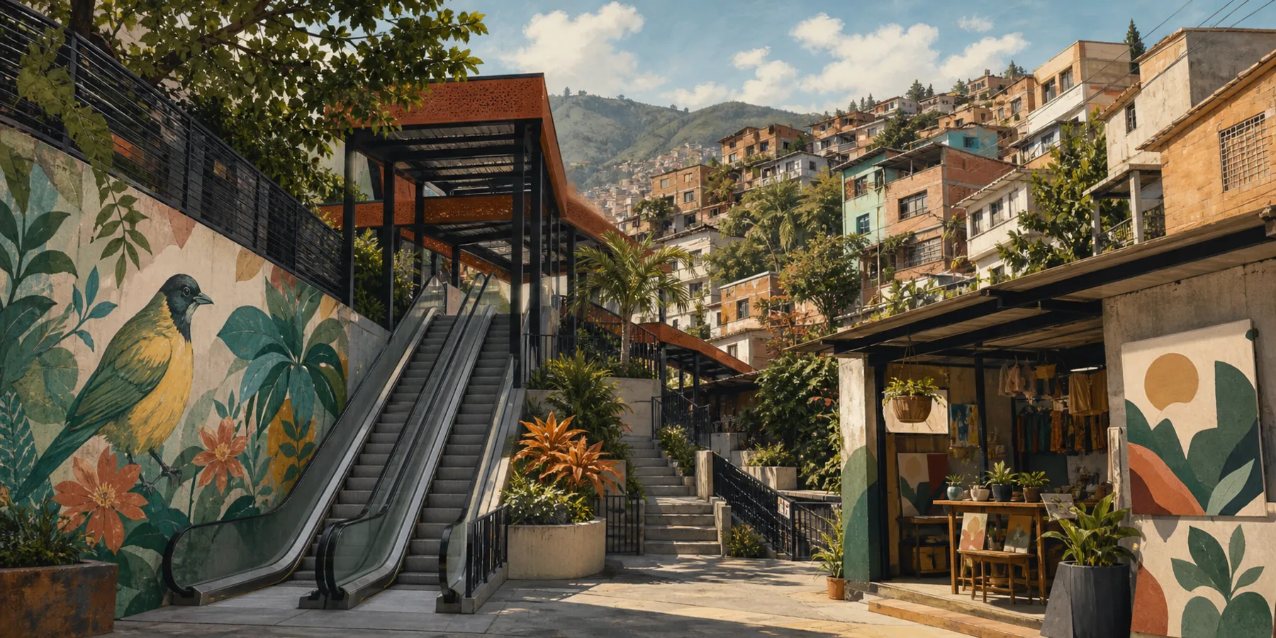 Editorial illustration for Visiting Comuna 13 Responsibly